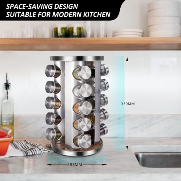 Rotating Spice Rack Organizer with 20 Pieces Jars for Kitchen - Image 2