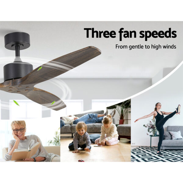 Devanti 52'' Ceiling Fan AC Motor 3 Blades w/Remote - Dark Wood - Image 3