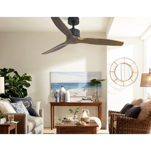 Devanti 52'' Ceiling Fan AC Motor 3 Blades w/Remote - Dark Wood - Image 7